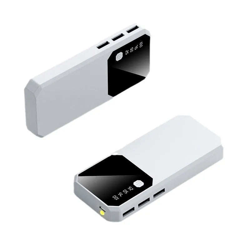 Large capacity mobile power supply with multi-USB output and HD display, 139x63x22mm, in black