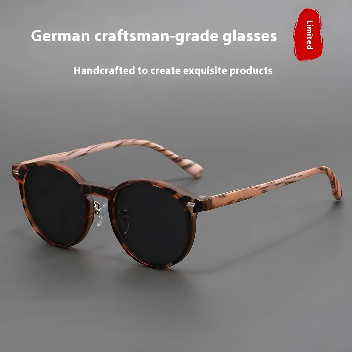 Retro round rim sunglasses with frosted frame and UV-protective lenses in multiple colour options.