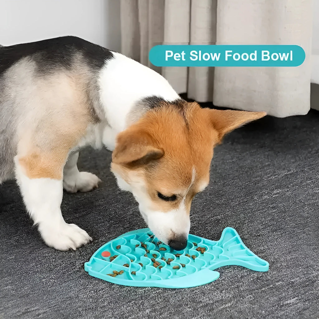 Silicone lick mat for dogs in blue, green, or grey, 24.5x19cm, slow feeder with textured surface