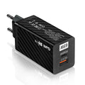 White Gallium Nitride 65W laptop charger with USB-C port showing compact 38mm width design