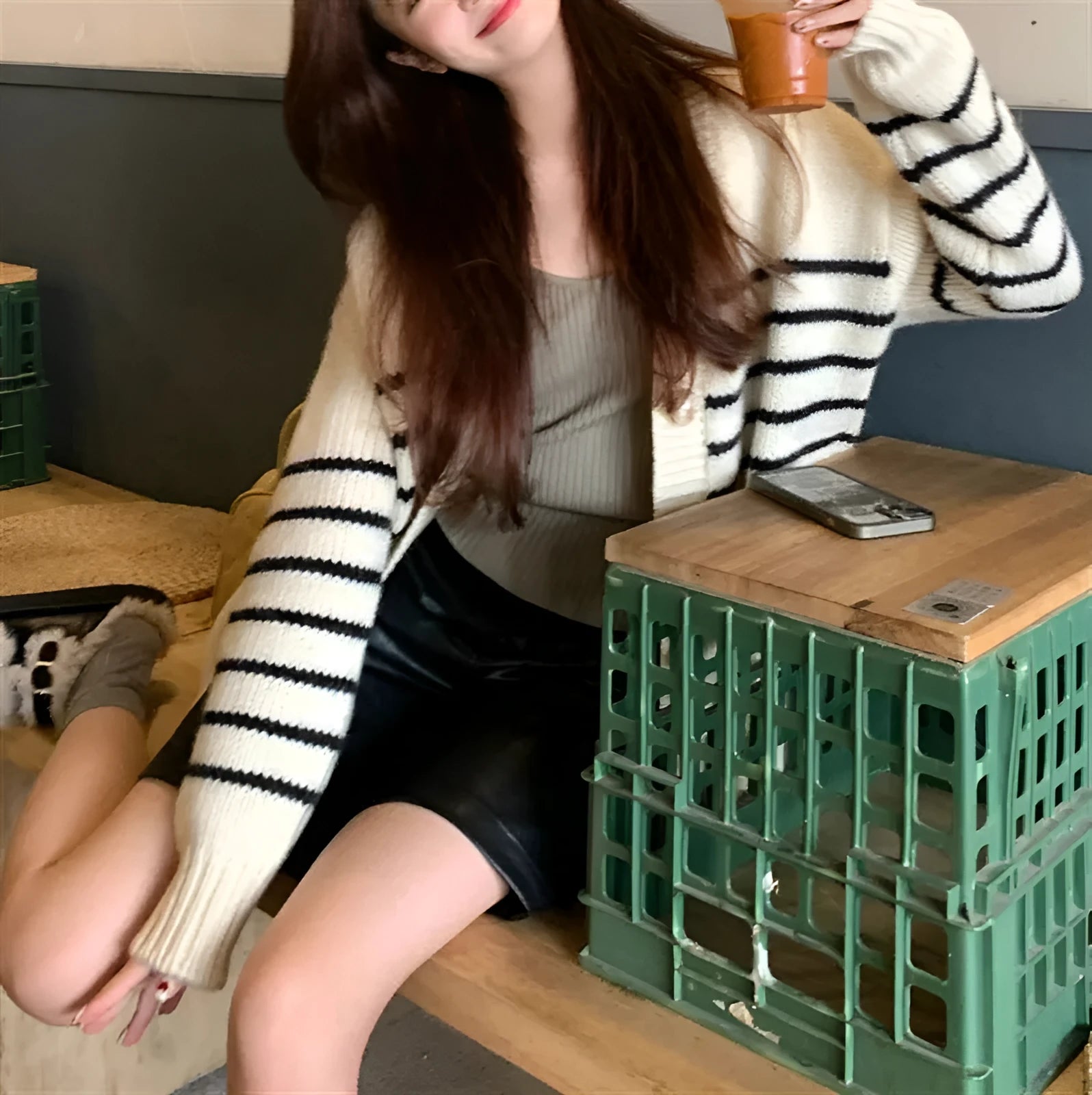 Collar button cardigan with 3D pattern texture in picture colour shown