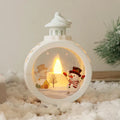 Christmas decoration plastic ornament retro window candle light white large snowman