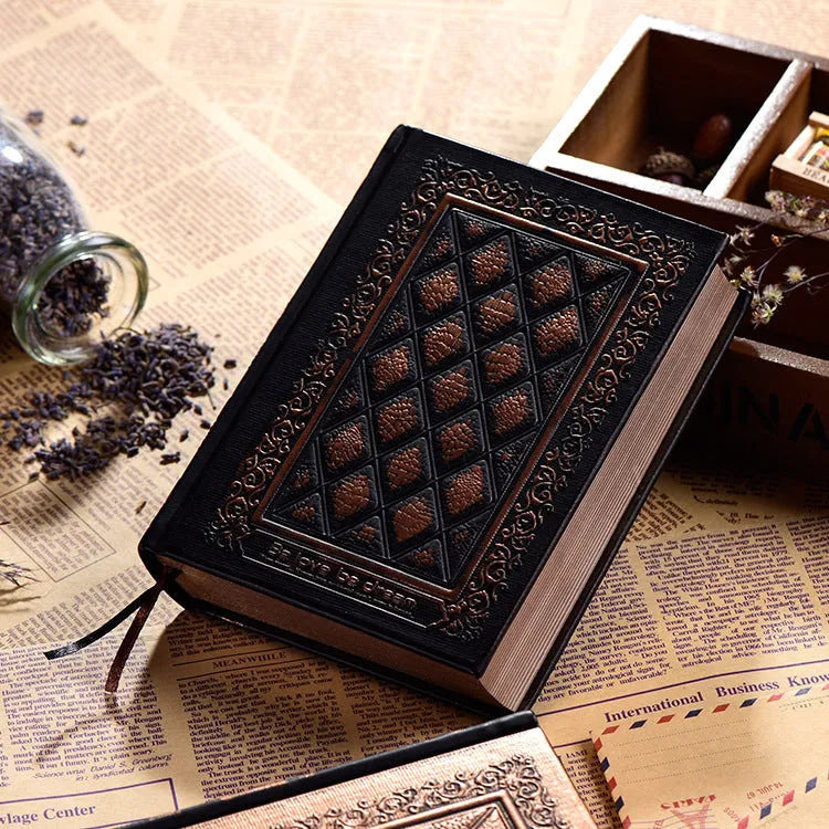 Embossed faux leather notepad with three-dimensional texture and thick pages in bronze colour