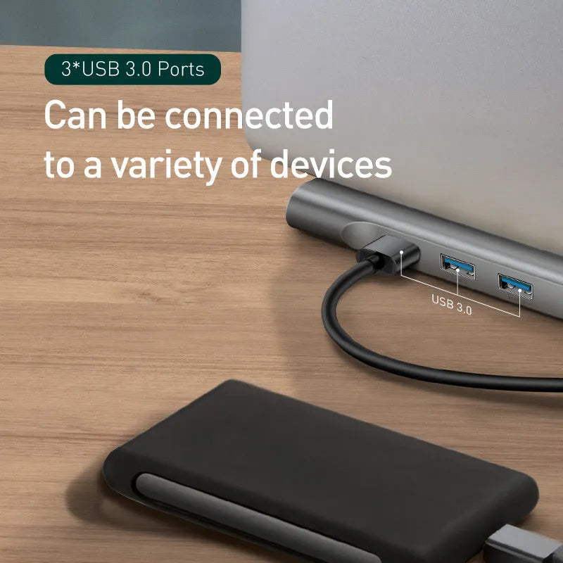 Ten-port aluminium docking station with cooling bracket for HDMI VGA and Gigabit Ethernet conversion