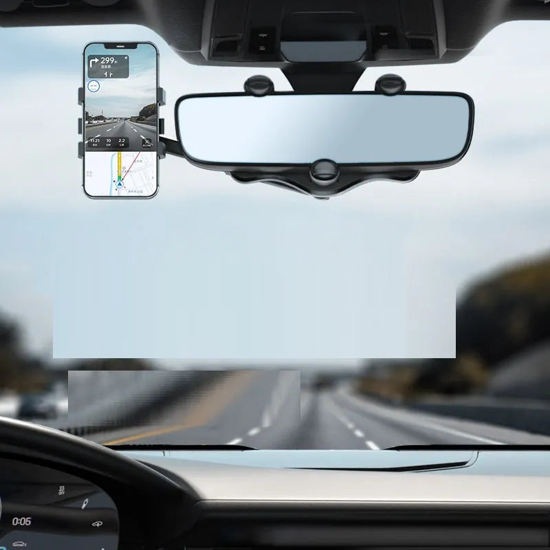 Rearview mirror navigation bracket with left-right rotation adjustment in vehicle