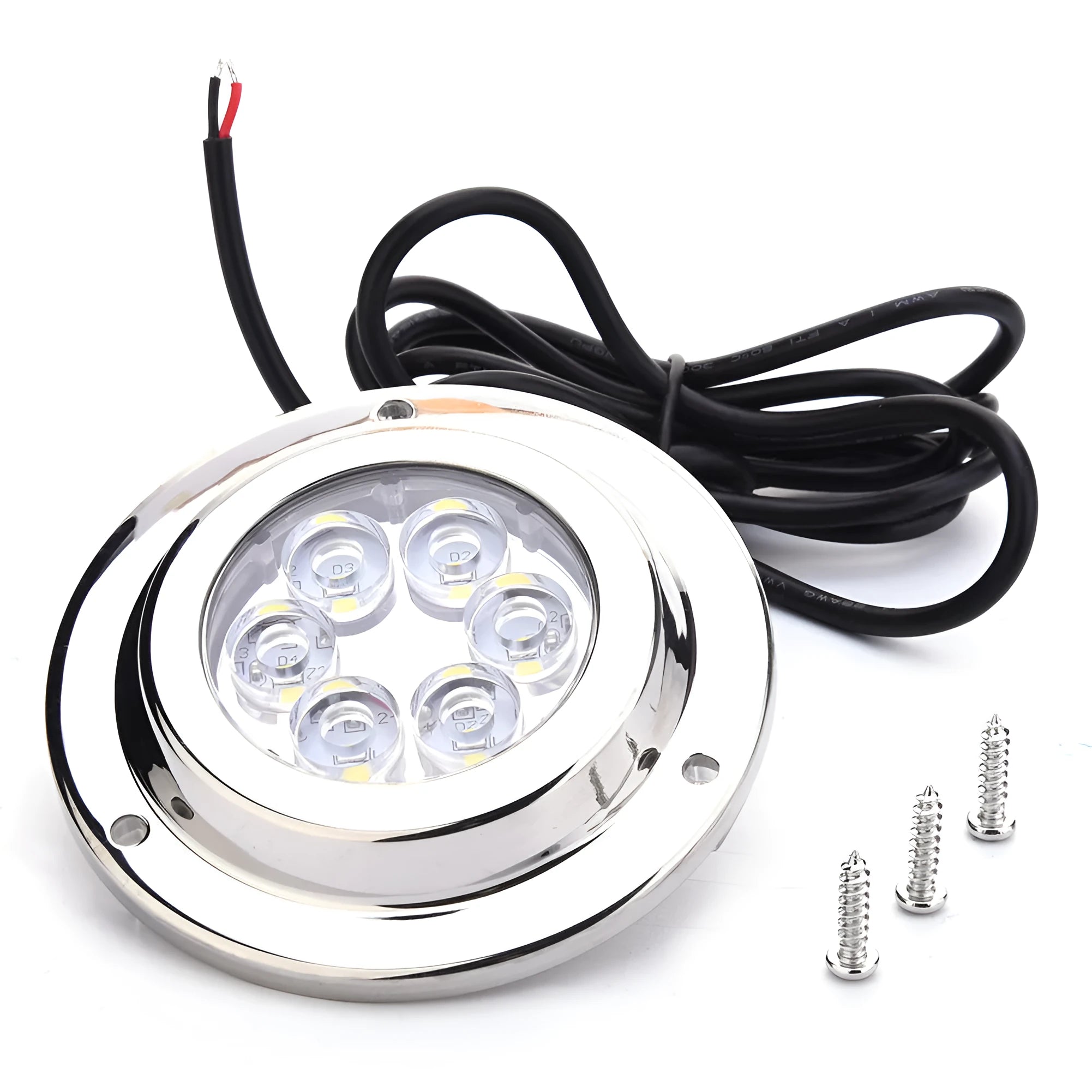 Stainless steel underwater light 12V 6 LED white IP68 marine boat yacht accessory 92.8mm diameter