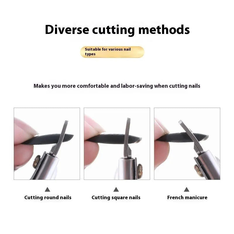 Stainless steel French U-shaped nail art scissors in black, titanium, or silver handle finish
