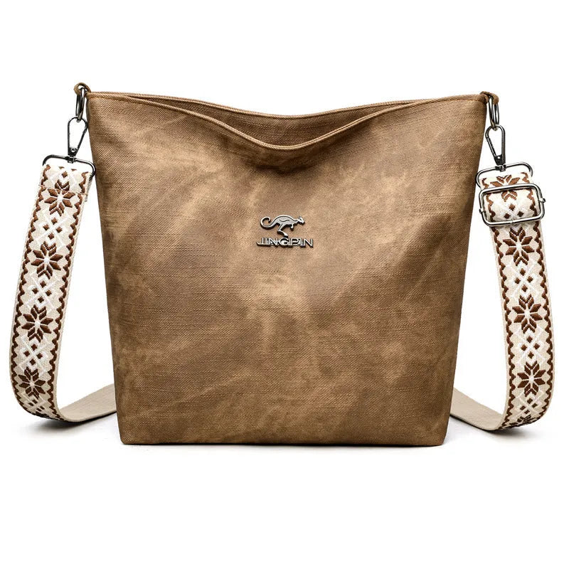 Soft PU leather women's crossbody bag in grey pink yellow with adjustable strap