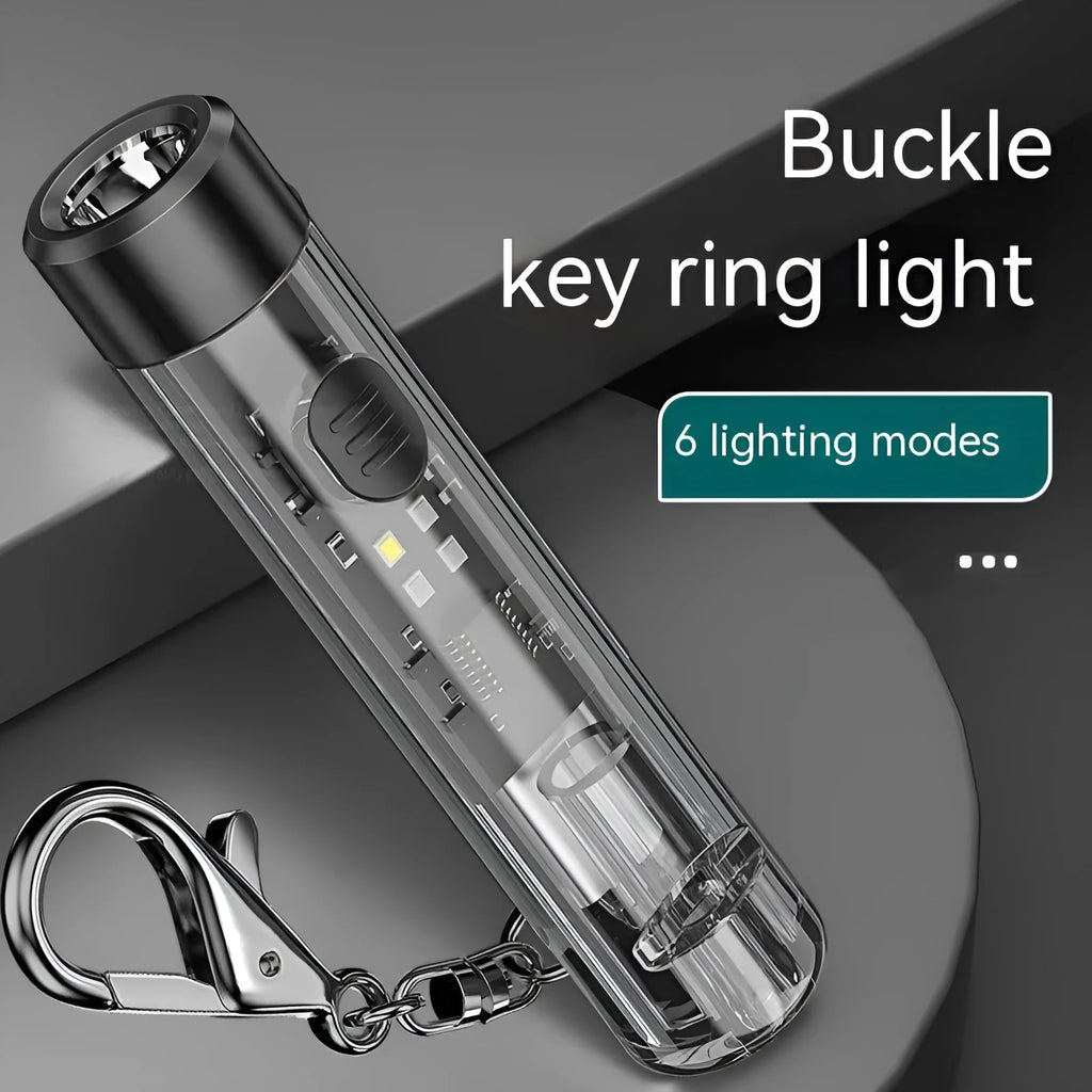 Black portable outdoor flashlight with USB charging port and compact plastic housing