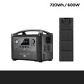 Rui Pro 720Wh portable power station showing front panel with AC sockets, USB ports, and display screen.