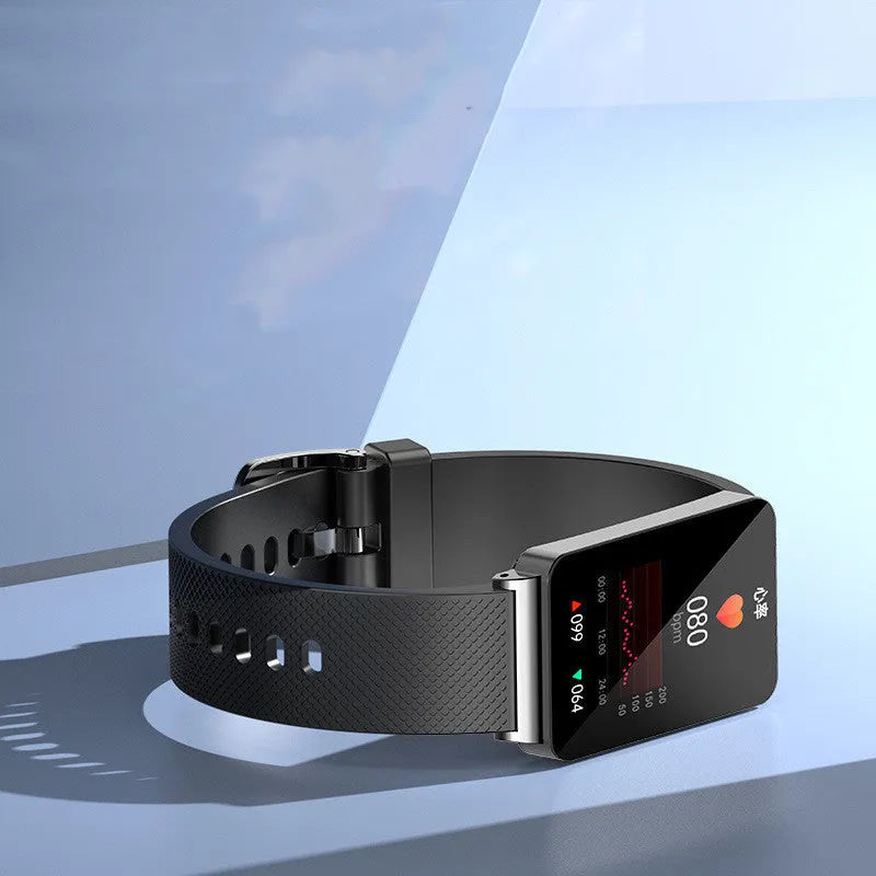 EP08 blood glucose smart bracelet with TPU strap in black, gold, or silver colours