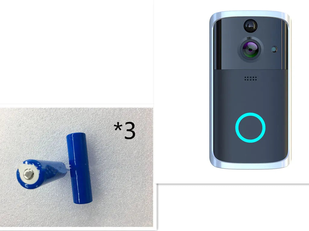 WiFi video doorbell camera with 32GB TF card, infrared night vision, 7.5cm x 3.3cm x 14.4cm, Black or Silver