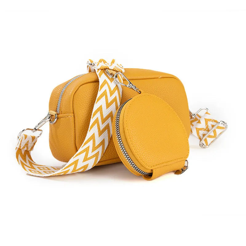 Women's soft PU one-shoulder crossbody bag in horizontal square shape with zippered compartment