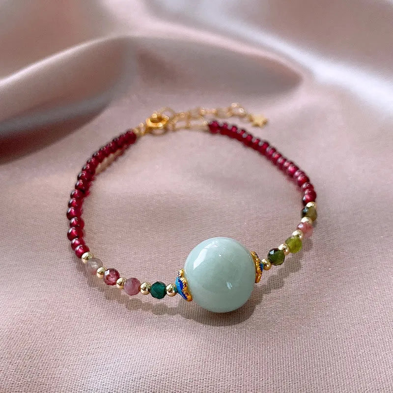 Women's aquamarine tourmaline bracelet with Korean drop shape design in Chinese style