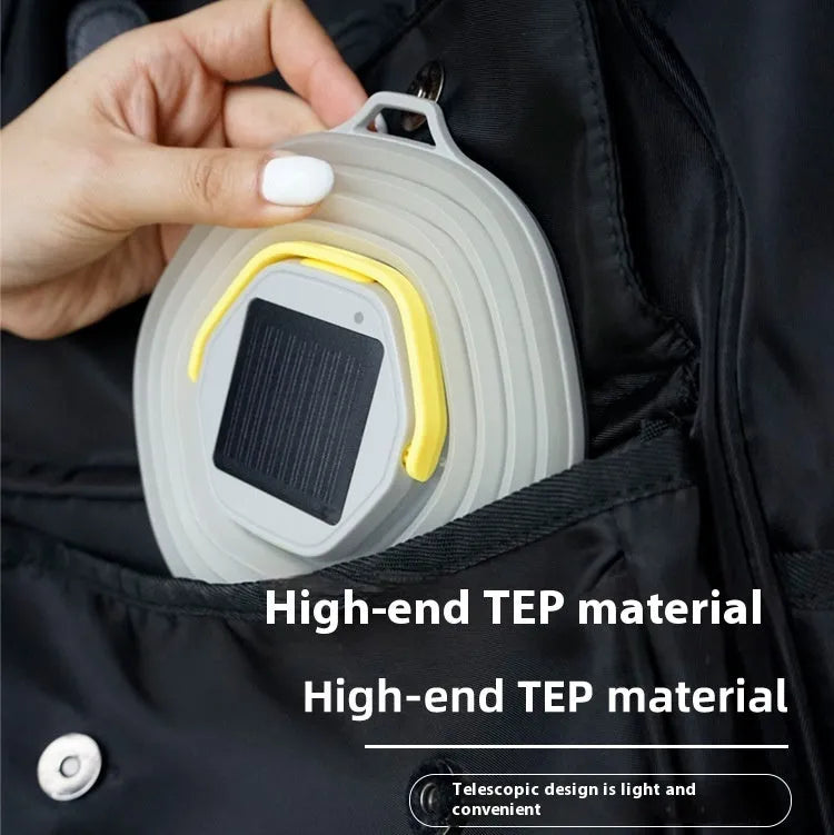 White portable camping lamp with large battery for tent lighting
