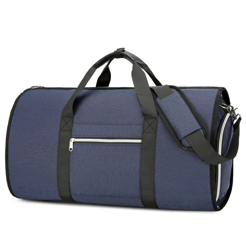 Oxford cloth sports bag in grey with expansion zip and wet dry separation compartment