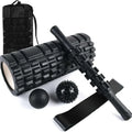 33cm black foam roller massage stick with six rotating EVA gear pieces