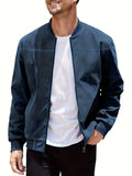 Men's plus size suede casual jacket with zipper closure and cotton lining in multiple colours