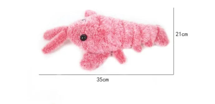Electric jumping shrimp cat toy, USB rechargeable simulation lobster plush in random colour, 35 cm tall