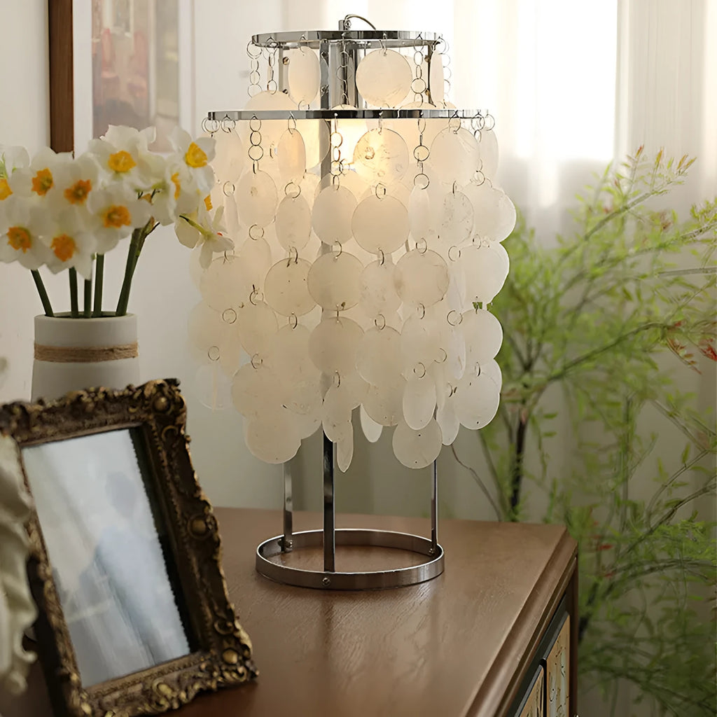 Shell design bedside table lamp in chrome or gold finish with modern simplicity styling