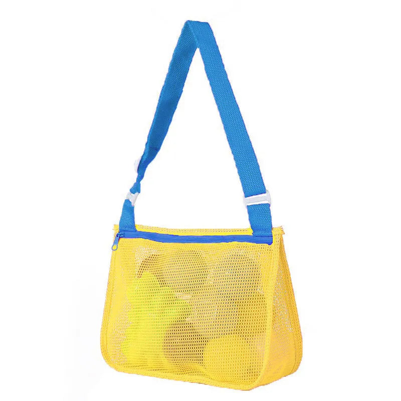 Blue nylon mesh children's travel storage bag with sealing function, 20x25x8 cm dimensions