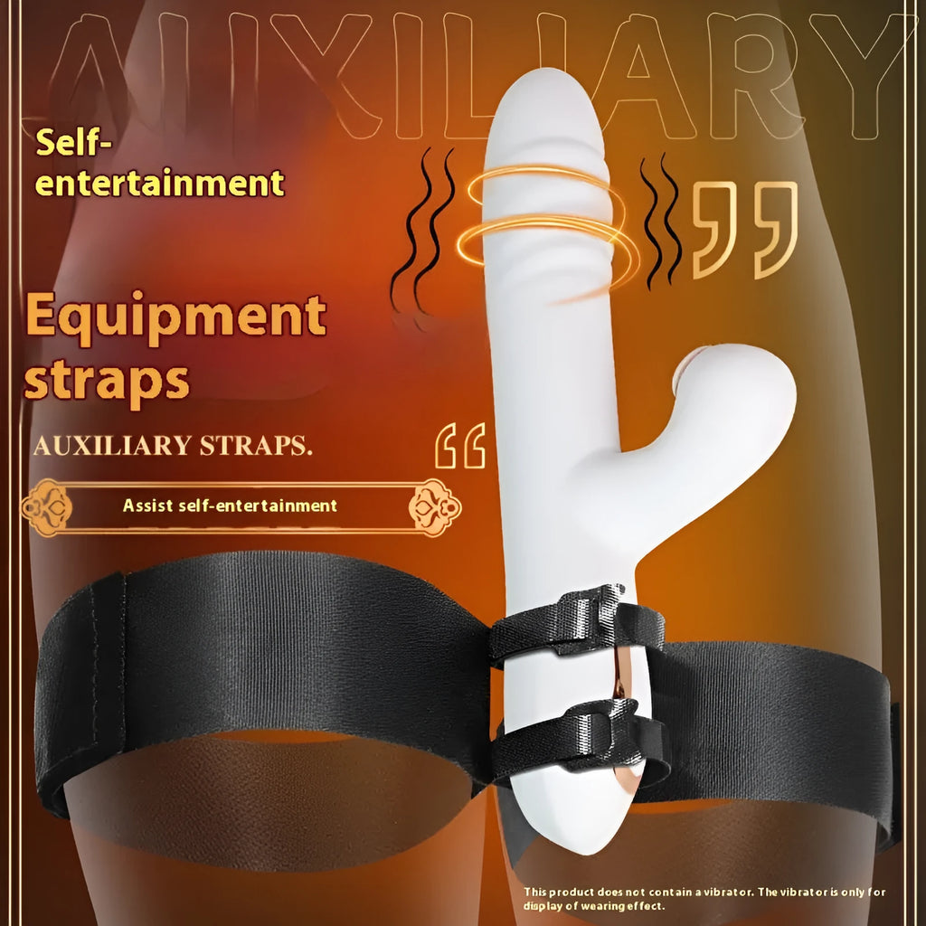 Black knitted belt harness strap for sex toy restraint with appliance attachment