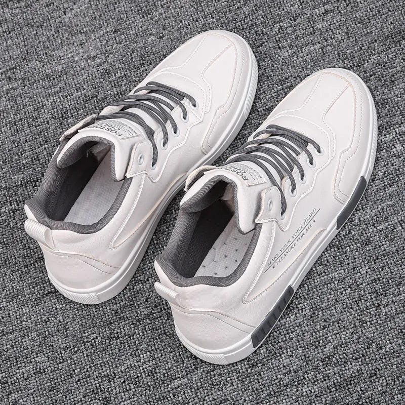 High-top synthetic leather panel shoes with tassel detail, lace-up closure, black beige colour, side view