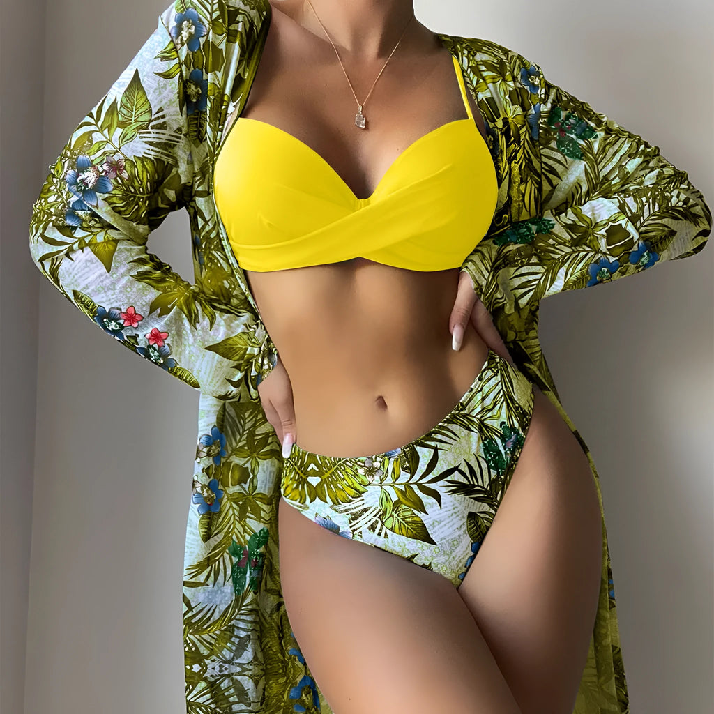 Women's hard-packed mesh split swimsuit with steel support and chest pad, available in multiple colours, front view