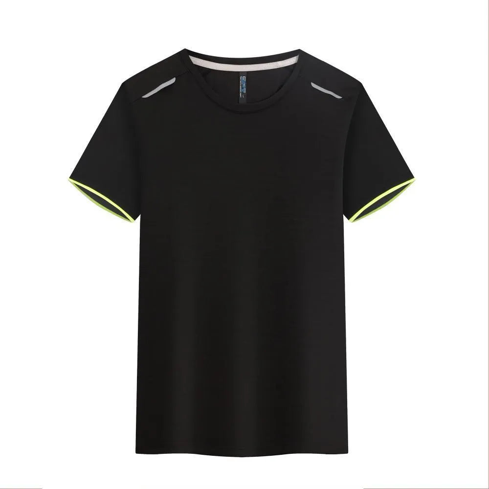 A round neck short sleeve sports T-shirt on a hanger, shown in peacock blue colour.