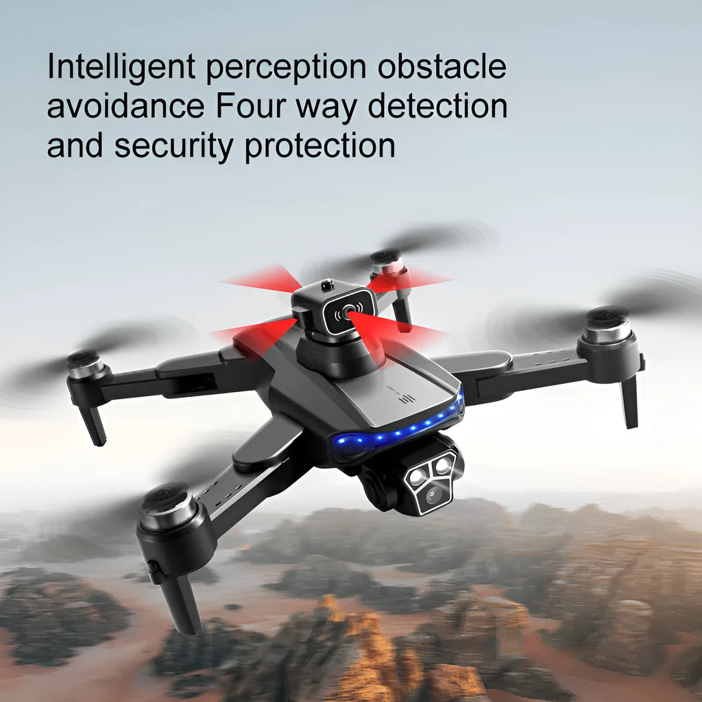 Orange plastic UAV drone with four-side obstacle avoidance and brushless motor