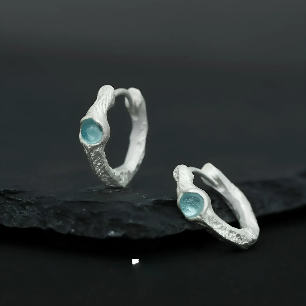 925 silver geometric ear clip with burnt silver electroplated finish for women