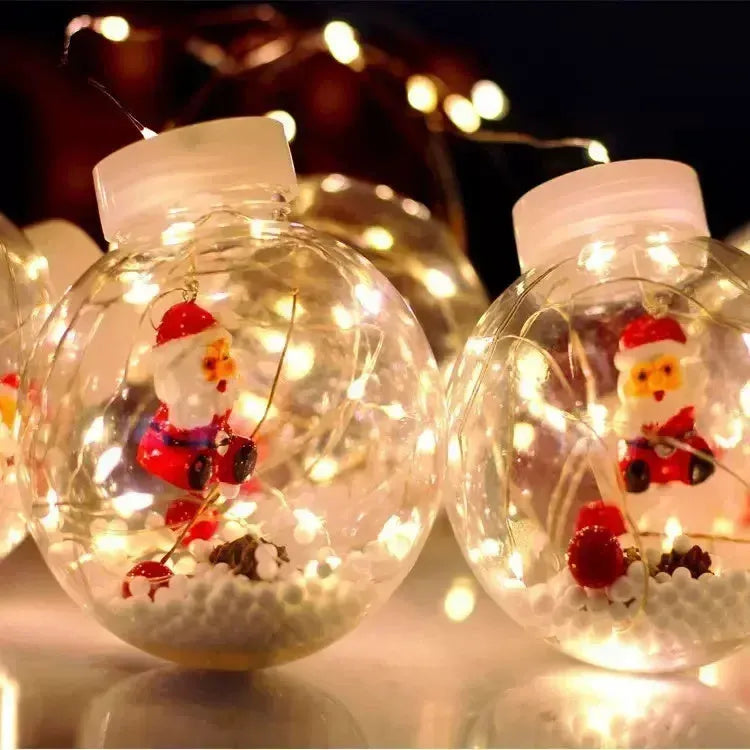 10 LED Christmas curtain lights with fairy snowman wishing ball lamps for window decoration