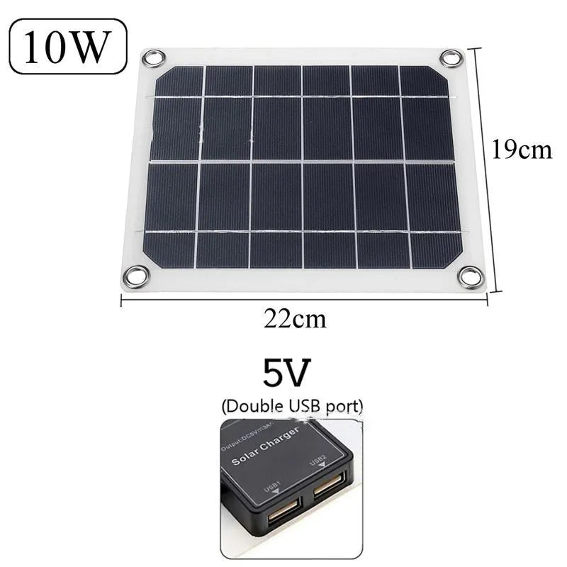 Polycrystalline silicon solar panel with dual USB charging ports for outdoor device power