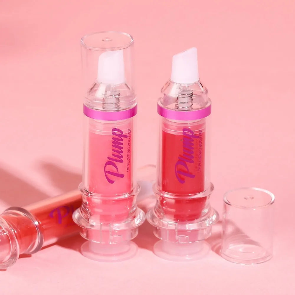 New Tube Lip Gloss in six colours showing shiny, mirror finish on lips.