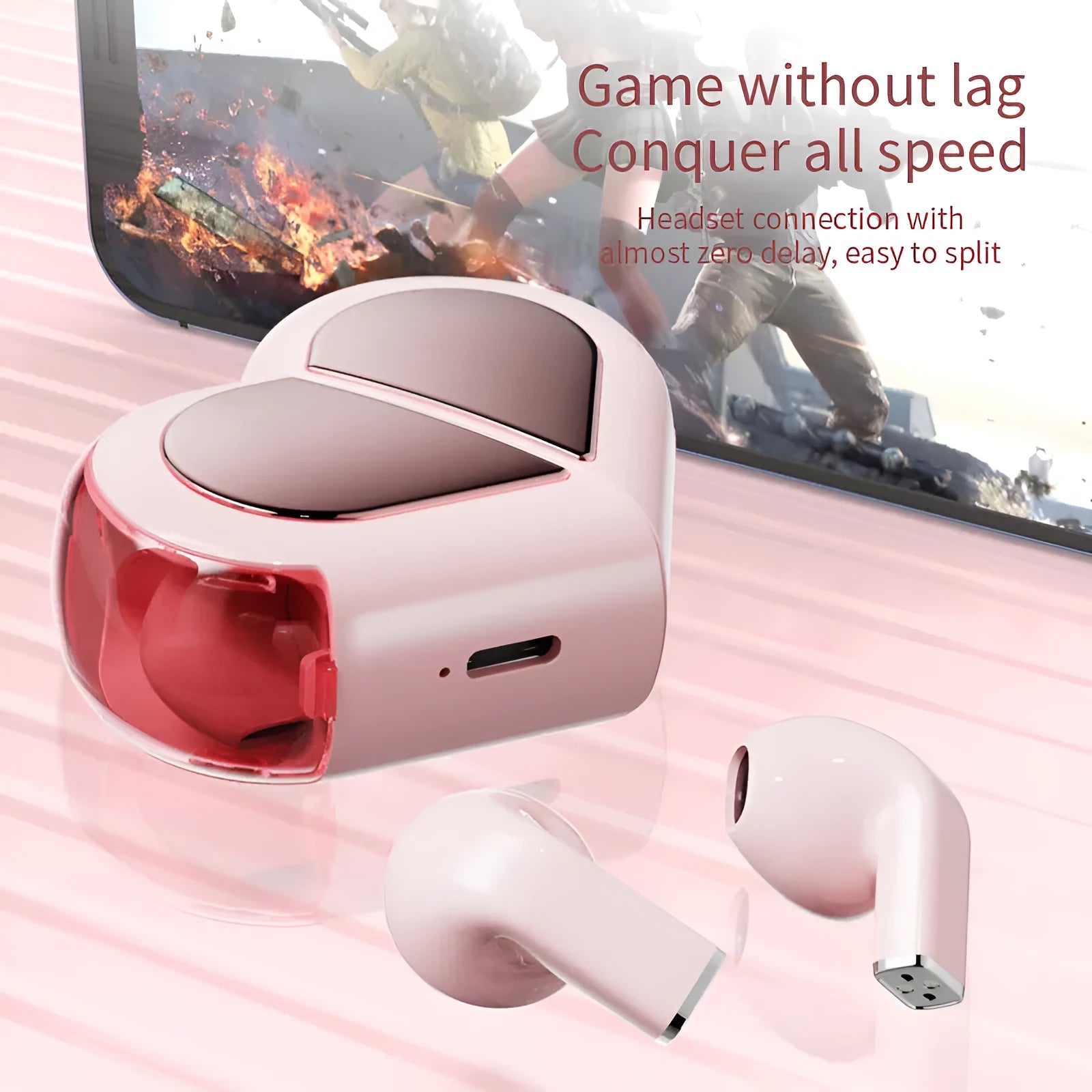 K520 Creative Rotatable Bluetooth wireless earphones in black, white, and pink colour options.