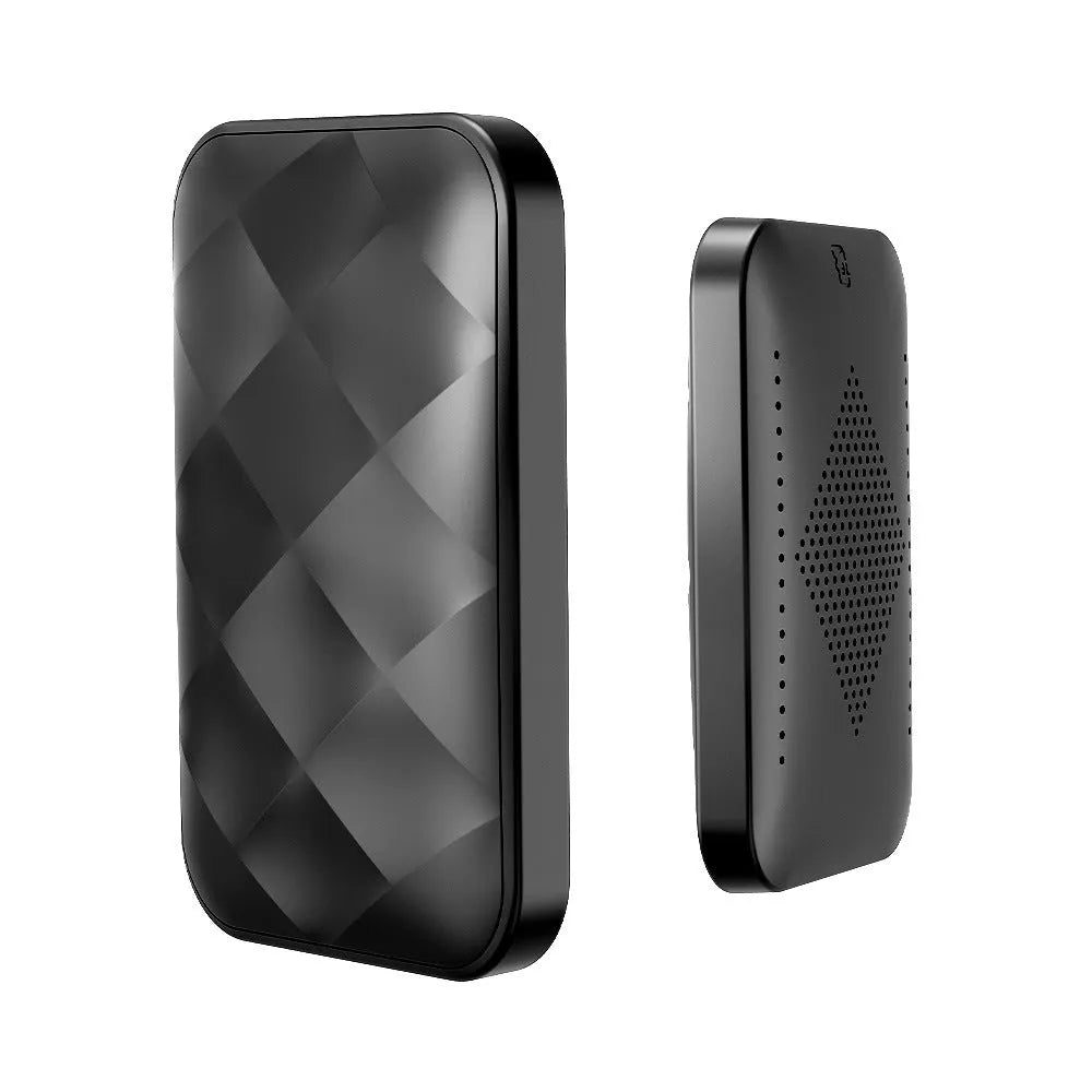 Android 11 wireless car smart box upgrade unit with ABS plastic casing showing dimensions
