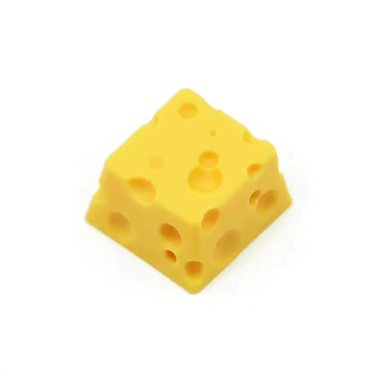Yellow resin cheese-themed key cap for mechanical keyboards with Cherry MX compatibility