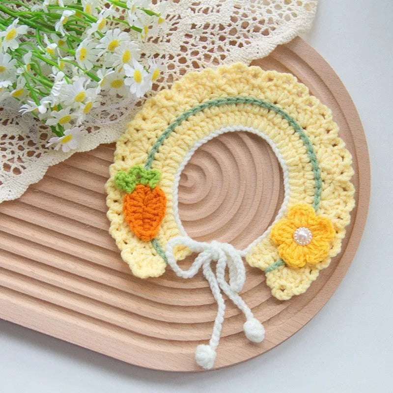 Handmade cotton embroidery scarf for small dogs with collar attachment in various colour options