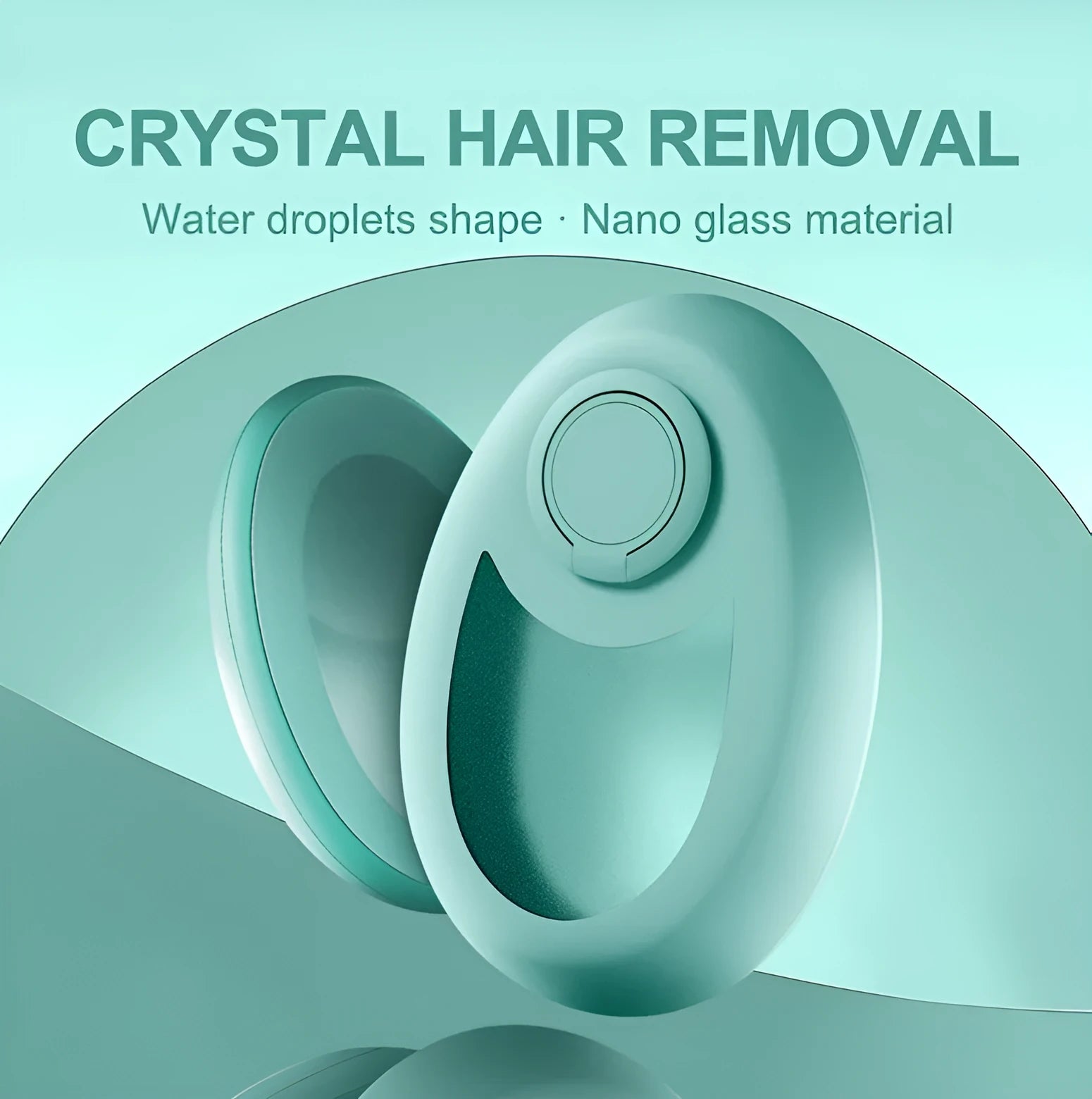 Crystal hair removal device with nano-glass surface and metal finger ring