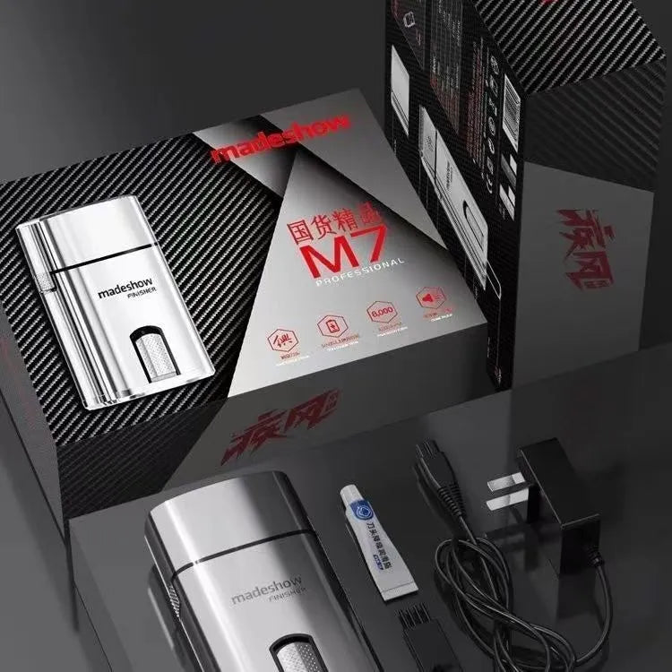 Household push light barber shop electric shaver silver with stainless steel cutter head and USB plug