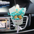 Dried flower bouquet and scented slice car air freshener for air conditioning vents in Pink Romance colour