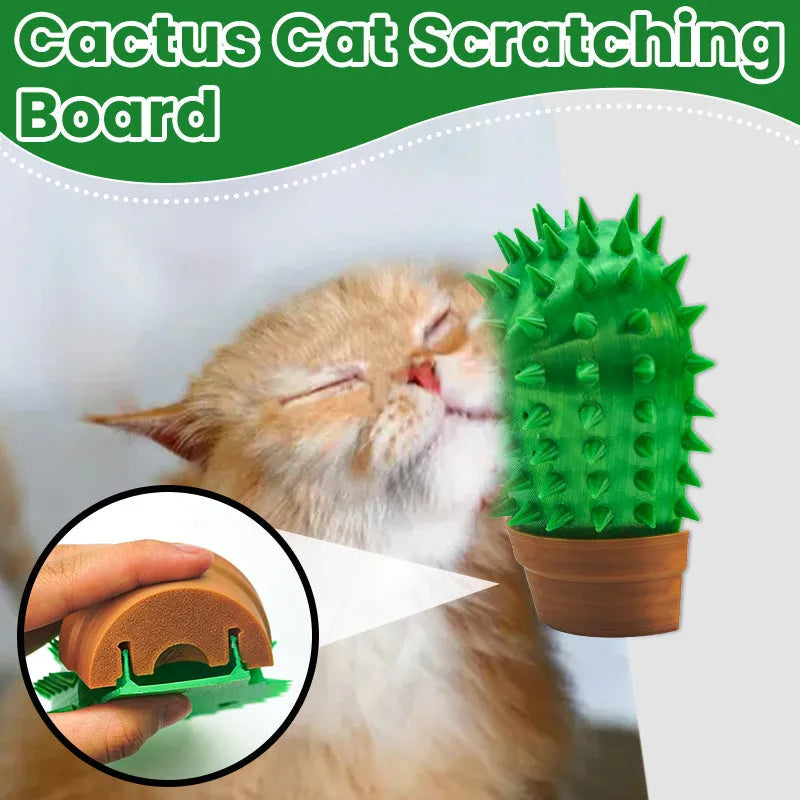 Creative Pet cactus cat scratch board in green plastic, 9x4x11cm, with automatic comb