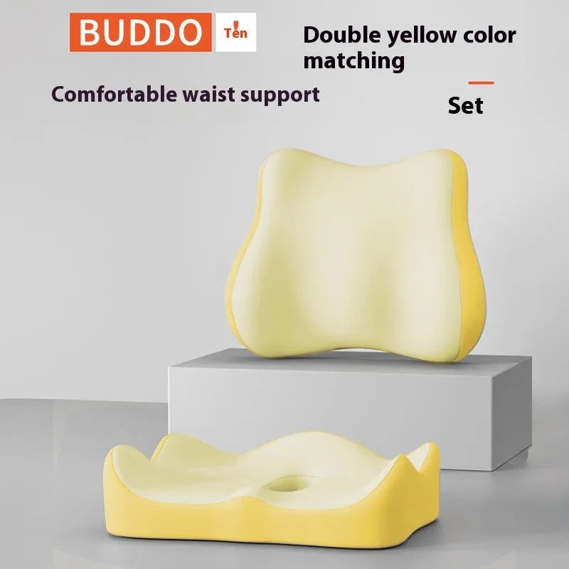 Waist rest seat cushion with memory foam filler in various colour options for office chair support