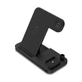 Black four-in-one wireless charging station with QC3.0 fast charging head for multiple devices