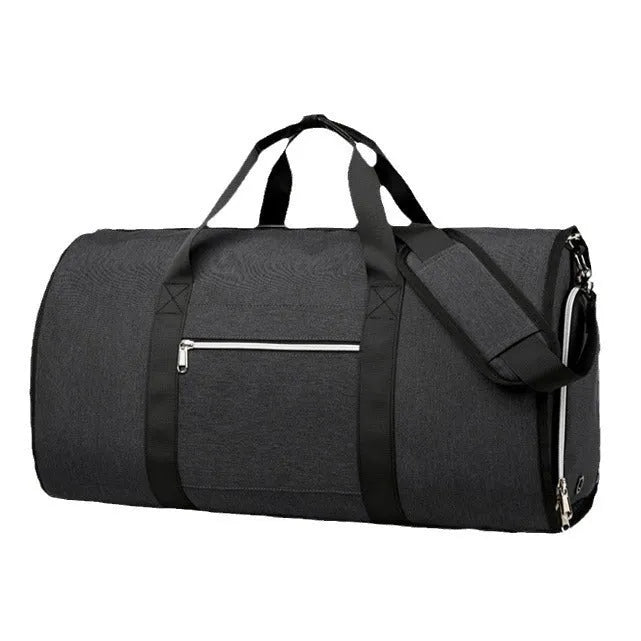 Oxford cloth sports bag in grey with expansion zip and wet dry separation compartment