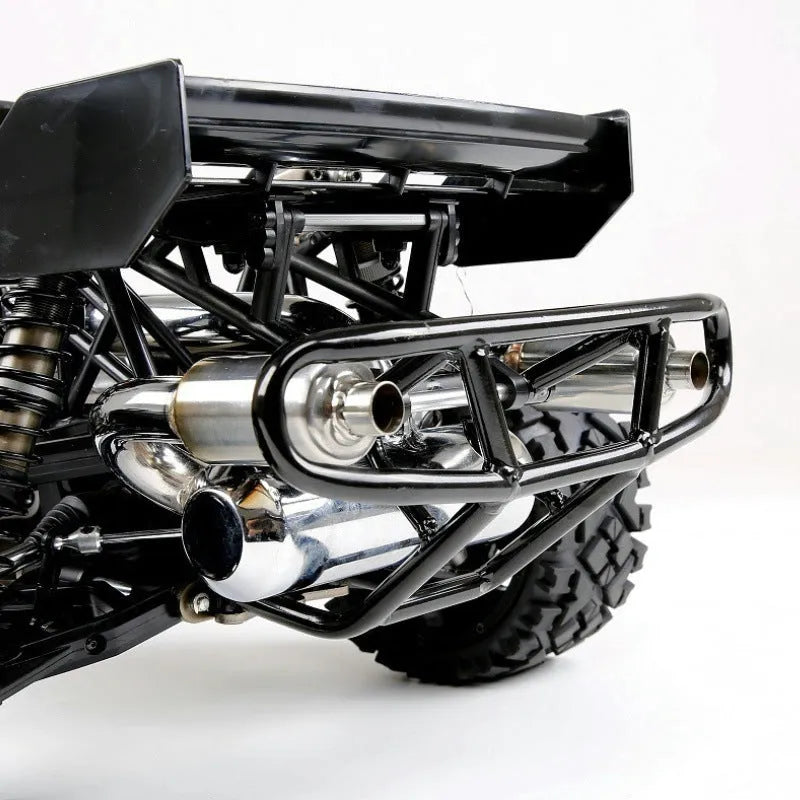 Silver stainless steel double row silencer exhaust pipe for remote control car, 28x23x12cm
