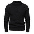 Men's solid colour round neck thick polyester pullover bottoming shirt in dark gray, laid flat on a neutral background