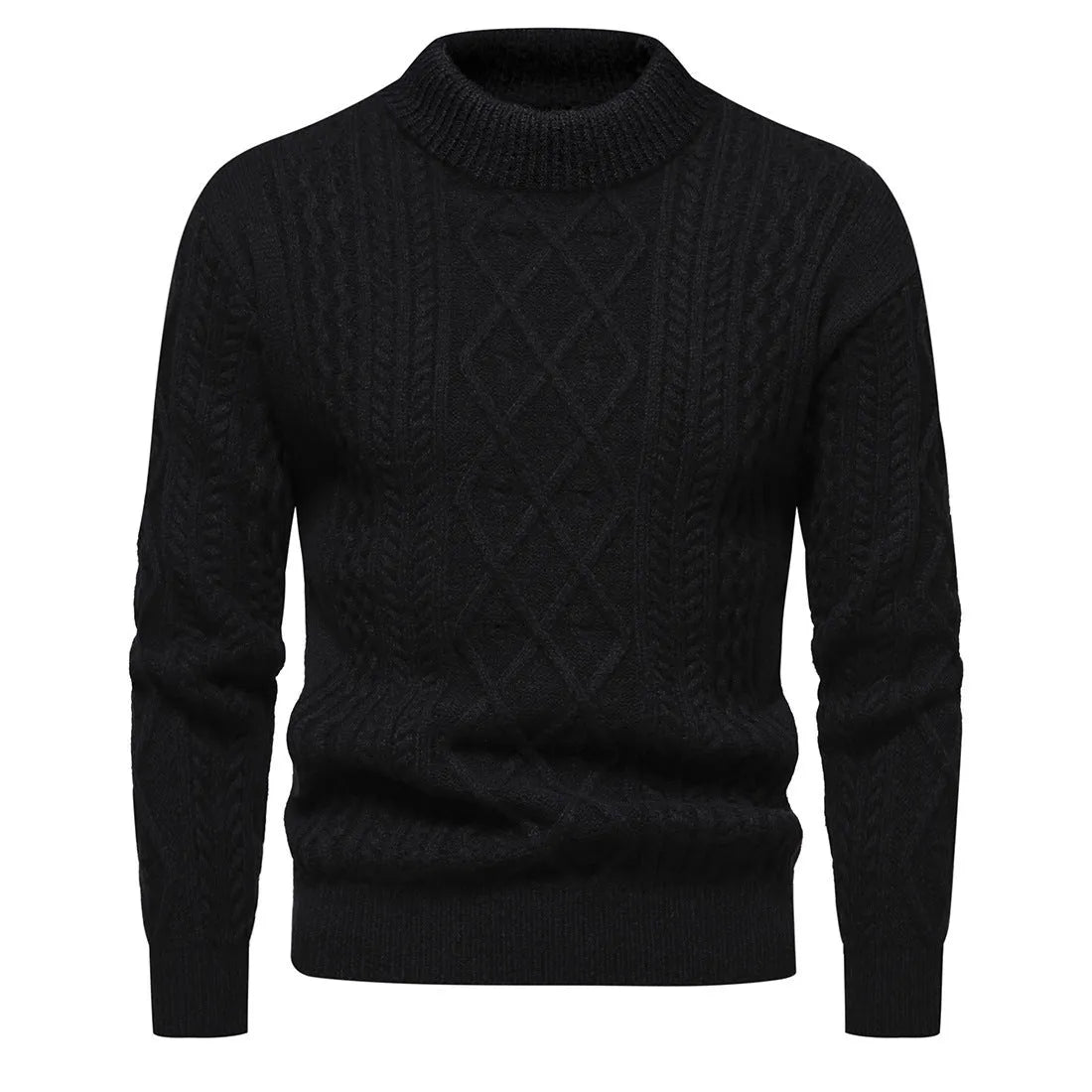 Men's solid colour round neck thick polyester pullover bottoming shirt in dark gray, laid flat on a neutral background