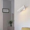 Modern minimalist rotating wall lamp with iron body and PC shade, shown in black or white