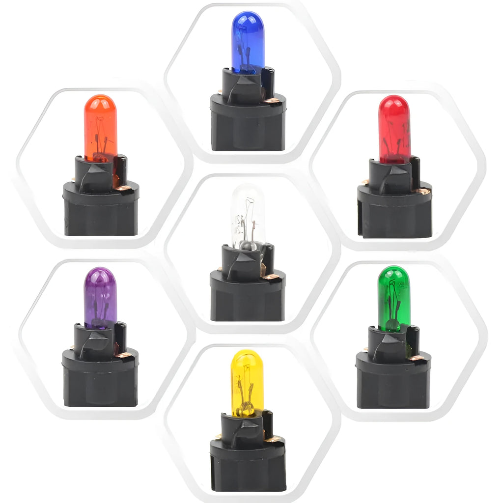 T5 12V 1.2W car bubble meter indicator light bulb showing six colour options